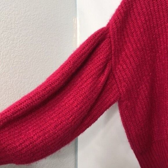 A New Day fuchsia pink puff sleeve mock-neck sweater like new XL 22G - Picture 4 of 6